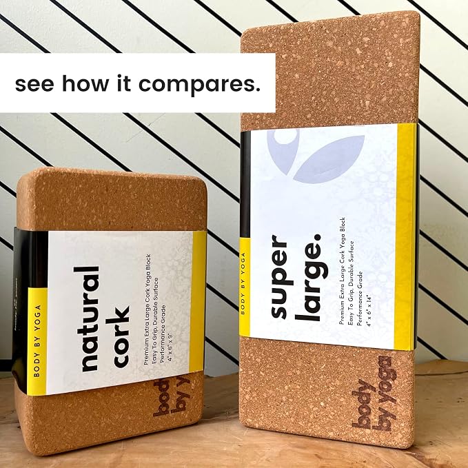 Freedom Block – World’s Tallest Cork Yoga Block (14” x 6” x 4”) | Extra Large Yoga Block for Better Support, Balance & Flexibility | Raises the Floor for Safer, More Accessible Yoga | Body By Yoga