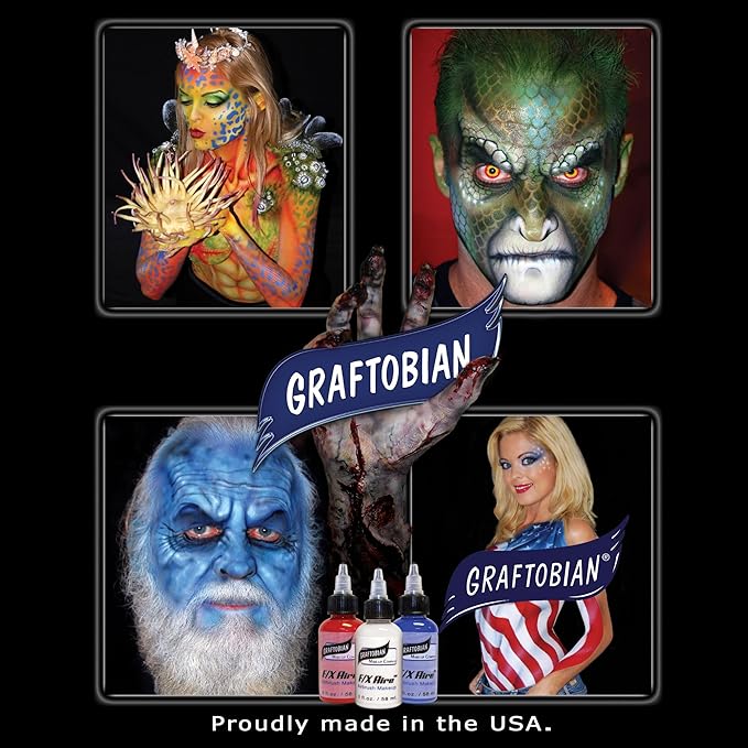 Graftobian F/X Aire Special FX Airbrush Makeup Body Paint - Primary Colors Set (5 Colors)