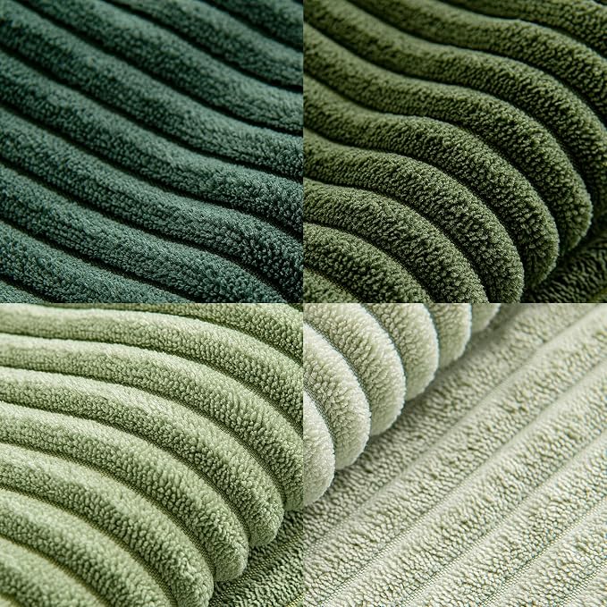 MIULEE Spring Green Decorative Throw Pillow Covers 16x16 Inch Set of 4 Boho Farmhouse Cushion Covers Mordern Nordic Pillow Cases Soft Corduroy Gradient Home Decor for Couch Sofa Living Room Bed