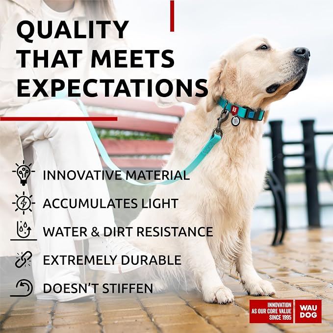 WAUDOG Waterproof Dog Collar Airtag Holder QR Tag Small Medium Large Dogs | Water and Dirt Resistant, Quick Dry QR Pet Tag Adjustable Durable Comfort for Male and Female Dogs Outdoor Walking Training