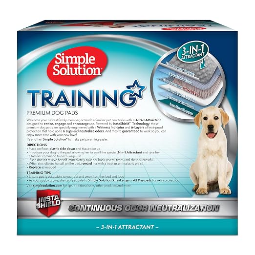 Simple Solution Large Puppy Training Pads, Leak Proof, 23"x24" 100 Count | Dog Training Pads, Puppy Potty Training, Housebreaking, Disposable Pee Pads, Floor Protection, Indoor Potty, Puppy Essentials