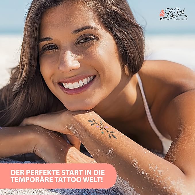 LaDot Temporary Tattoo Stamp– Easy-to-Use Reusable Ceramic Skin Stamp for Creating Custom Temporary Tattoos – Fun Body Art Tool for Parties, Events, and Festivals (Branch, Small)