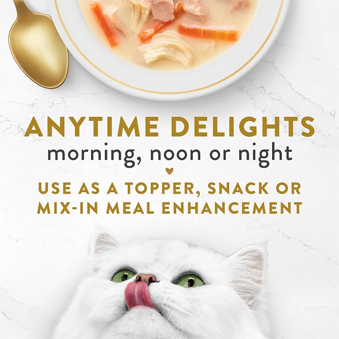Purina Fancy Feast Broths Creamy Wet Cat Food, 1.4 oz, 12 Pouches | Variety Pack with lickable broth topper. Contain no by-products, artificial flavors, colors or preservatives