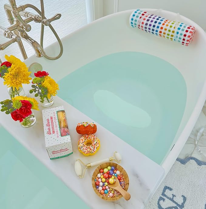 Bath Bean Luxury Body Stopper, Anti-Slip Spa Accessory, Holds Reclined Position in Bath, Bathe Comfortably Hands Free, and Keep Your Hair Dry. Recline, Relax, Stay Put