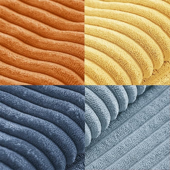 MIULEE Summer Yellow Blue Decorative Throw Pillow Covers 18x18 Inch Set of 4 Soft Corduroy Boho Patchwork Pillow Covers Modern Farmhouse Bright Home Decor for Sofa Living Room Couch Bed