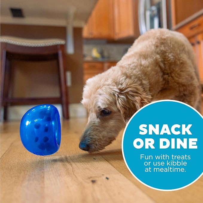 Outward Hound Lil' Snoop Interactive Treat Dispensing Dog Toy, Blue, 3.9" | Rolls & Bounces, Treat Stuffer, Puzzle Ball & Slow Feeder, Mint Scented, Easy Clean, No BPA, Enrichment, Small to Medium Dogs
