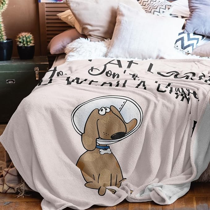 Get Well Gifts for Women/Men After Surgery White Blanket 50"x60" | Feel Better/Get Well Soon Gifts for Women, Surgery Recovery Gift for Men, at Least You Dont Have to Wear A Cone