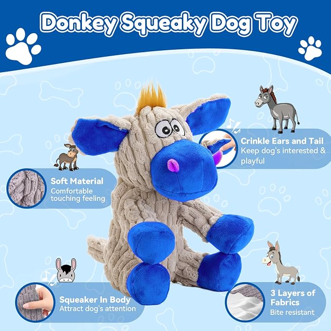 loncoldy Squeaky Dog Toys, Plush Chew Toys for Dogs, Crinkle Interactive Squeaky Stuffed Dog Toy for Small Medium Large Breeds, Dog Toy to Keep Them Busy, Pet Toys for Dogs