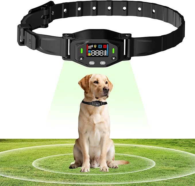 GPS Wireless Dog Collar Fence System, Electric Fence for Dogs with UBLOX Chip, 55-6000FT Range, 4-Zone Progressive Correction & 3 Modes, IPX7 Waterproof GPS Dog Collar for Outdoor Use