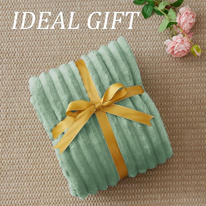 BEDELITE Ribbed Twin Blanket for Couch & Bed, Green, 60"x80" | Ultra-Soft Plush Fleece, Cozy, Warm Yet Lightweight, Ribbed Texture, Home Decor, Machine Washable, Giftable, All-Season Use