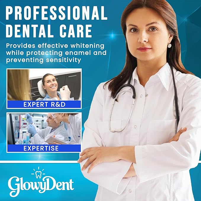 GlowyDent Teeth Whitening Strips – 21 Treatment (42 Strips), Pap+ Enamel-Safe Whitening Technology, Peroxide-Free for Sensitive Teeth