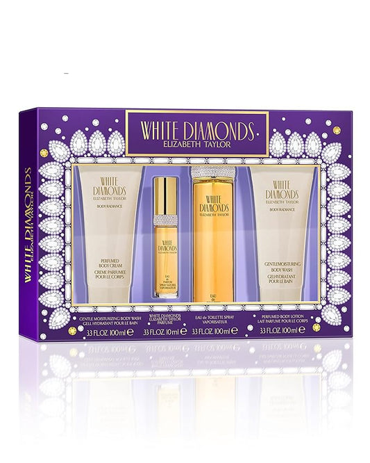 Elizabeth Taylor White Diamonds for Women Fragrance 4 Piece Gift Set, 3.3 fl. oz