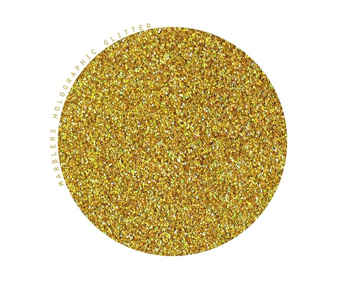 MARBLERS Holographic Face & Body Glitter [Holo 24K Gold] 0.18oz (5g) | Fine | Non-Toxic | Vegan | Cruelty-Free | Festival, Rave & Party Makeup | Eye, Hair, Nail Polish, Eyeshadow | Nail Art | Gel Nail