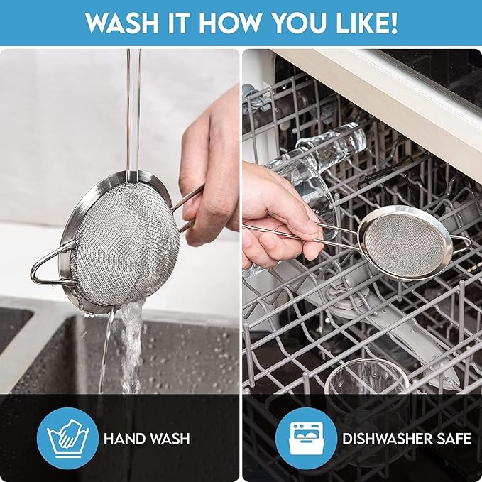 Fine Mesh Strainer - 2.8 Inch Round Sieve - Tea Strainers for Loose Tea, Coffee Strainer, Food Strainer, Juice Strainer, and Much More!