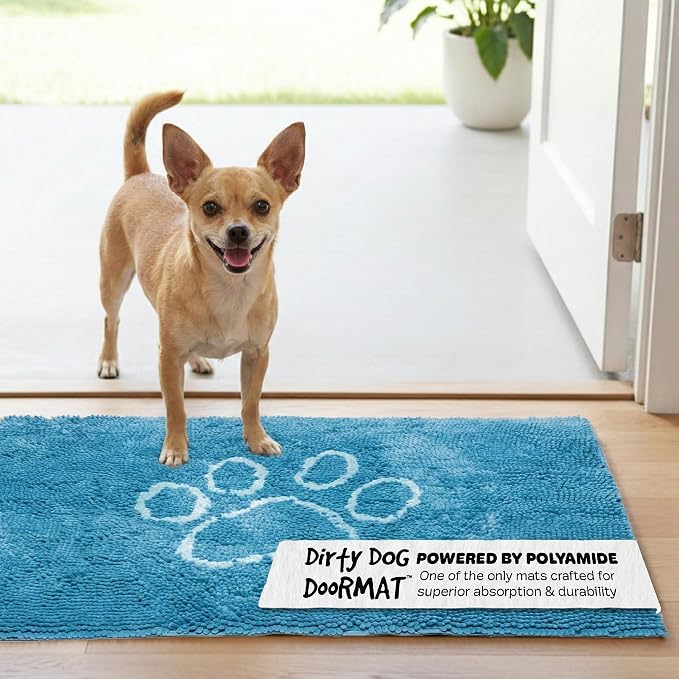 Dog Gone Smart Dirty Dog Doormat - Fast Drying Rug with Super Gripper Backing for Clean Floors - Super Absorbent and Machine Washable Mat for Muddy Paws - Aqua | Super Gripper Backing for Clean Floors - Absorbent Microfiber and Machine Washable Mat for...