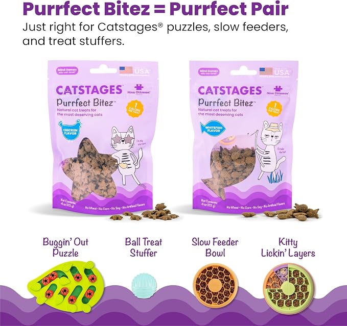 Catstages Nina Ottosson Buggin’ Out Puzzle & Play Cat Toy Treat Puzzle, 14" | Level 2 Intermediate, 16 Hidden Treat Cups, Problem Solving, Interactive Enrichment, Slow Feeder, Indoor Cats & Kittens
