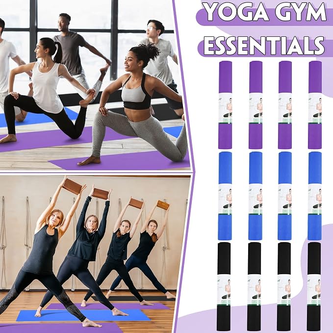 Wettarn 24 Pcs Yoga Mats Bulk - Non Slip, Lightweight Professional Colorful Exercise Mats for Yoga, Pilates, Fitness & Floor Workout