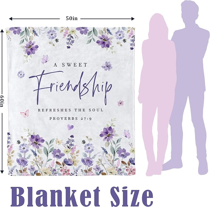 Friendship Gifts Blanket Throw 60X50 Friend Birthday Gift for Women | Christian Gifts for Women, Sweet Friendship Blanket, Christmas Birthday Gift Idea for Best Friend Bestie BFF Soul Sister