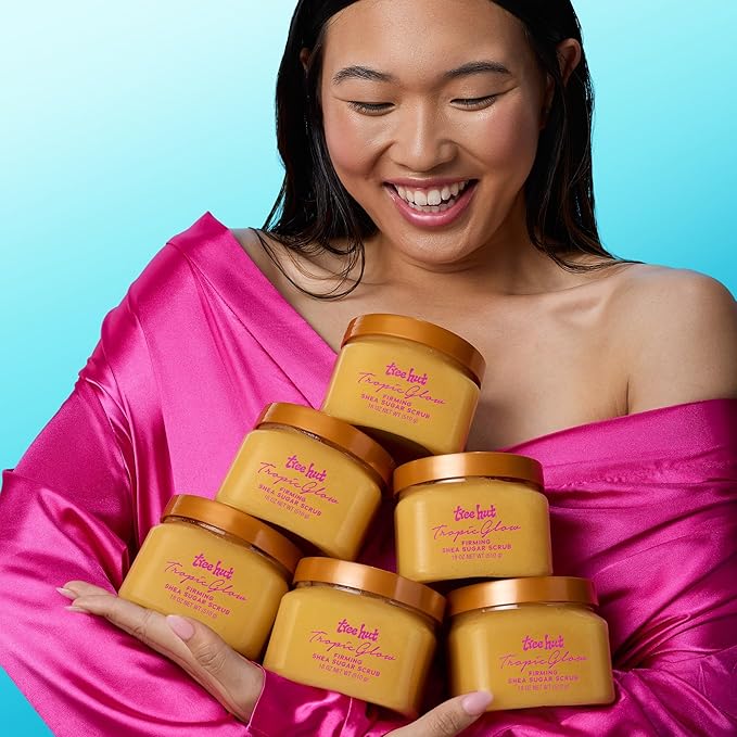 Tree Hut Tropic Glow Shea Sugar Scrub, Exfoliating & Hydrating Body Scrub with Shea Butter, Radiant Glow, Warm Scent, 18 oz