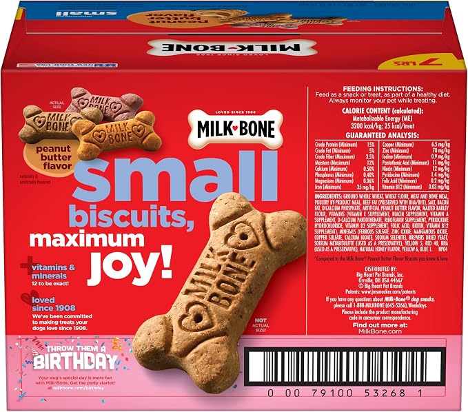 Milk-Bone Peanut Butter Flavor Naturally & Artificially Flavored Dog Biscuits - Crunchy Dog Treats - 7 Pounds (Packaging Design May Vary),(Pack of 2)