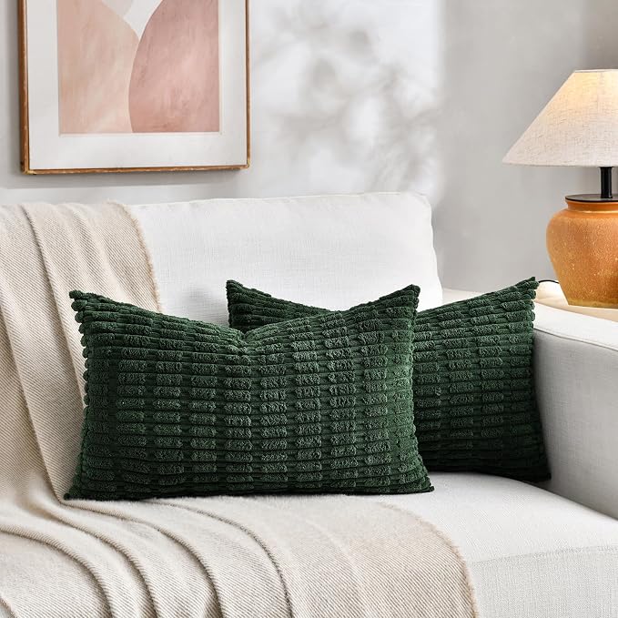 Fancy Homi 4 Packs Decorative Throw Pillow Covers for Living Room Couch Bed, Modern Farmhouse Boho Home Décor Accent Cushion Case, 24" x 12", Green Series