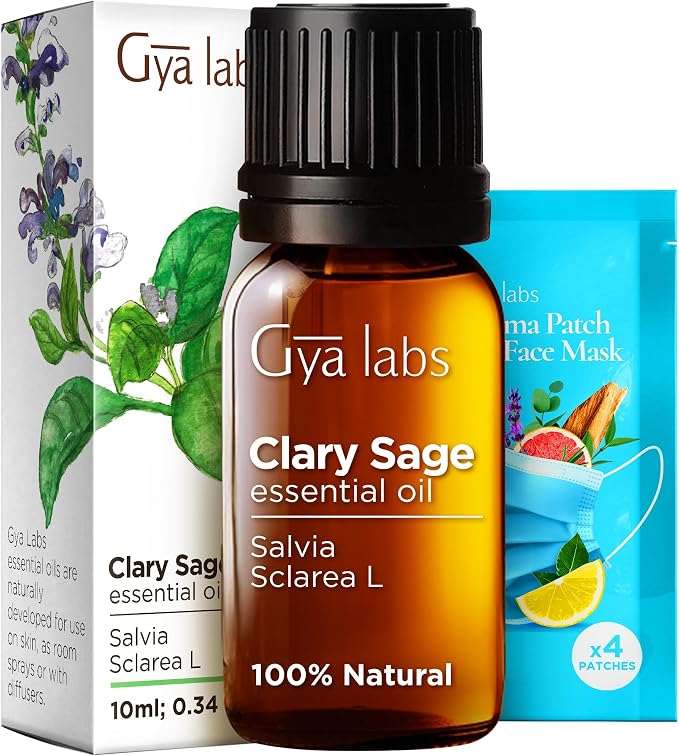 Basil & Clary Sage Essential Oil Set - Aromatherapy Grade Essential Oils Set - 2x0.34 fl oz - Gya Labs