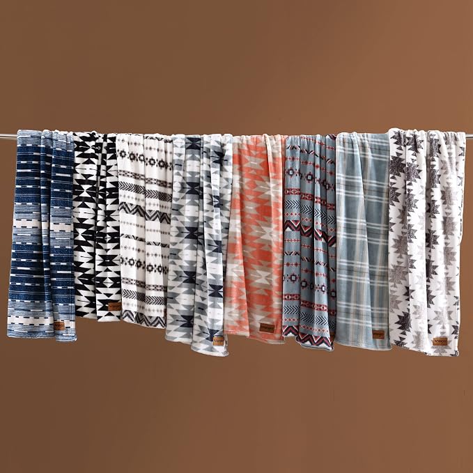 Wrangler - Blanket, Super Soft Plush Bedding, Yellowstone Inspired Throw Blanket for Couch or Bed (Diamond Trail Black, 50" x 70")
