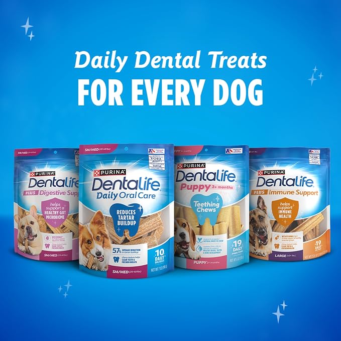 Dentalife Daily Oral Care Dog Treats for Small and Medium Dogs,Chewy Dental Treat to Freshen Breath and Fight Tartar,Chicken Flavor,35.7 oz. Each,47 Chews each/94 Total Chews-47 ct. Pouch,(Pack of 2)