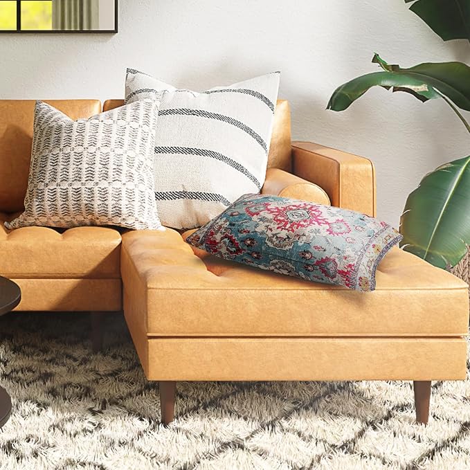 Snycler Boho Throw Pillow Covers 12x20 inch Set of 2 Boho Rug Carpet Double Sided Pattern Cotton Soft Pillow Case Cushion Cover Pillowcase for Couch Sofa Bed Decorative (Rose Red)