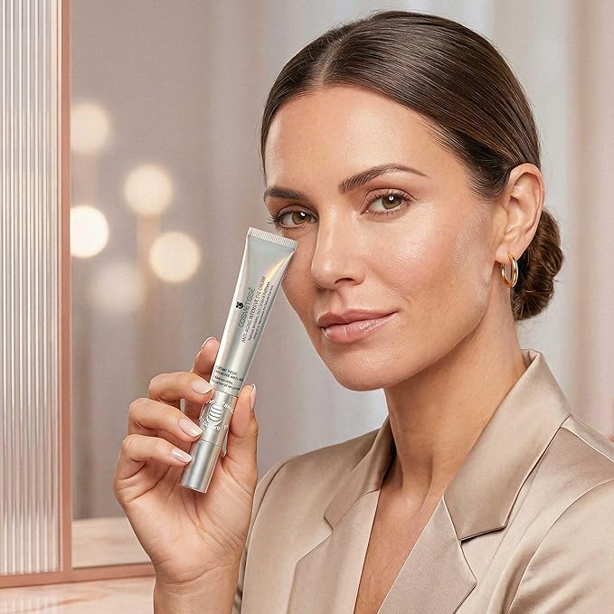 Cosmetisse Intensive Eye Cream with Vibrating Metal Applicator, Snail Secretion Filtrate, Shea Butter & Vitamin E, Helps Reduce the Appearance of Dark Circles, Puffiness & Fine Lines (0.68floz/20ml)