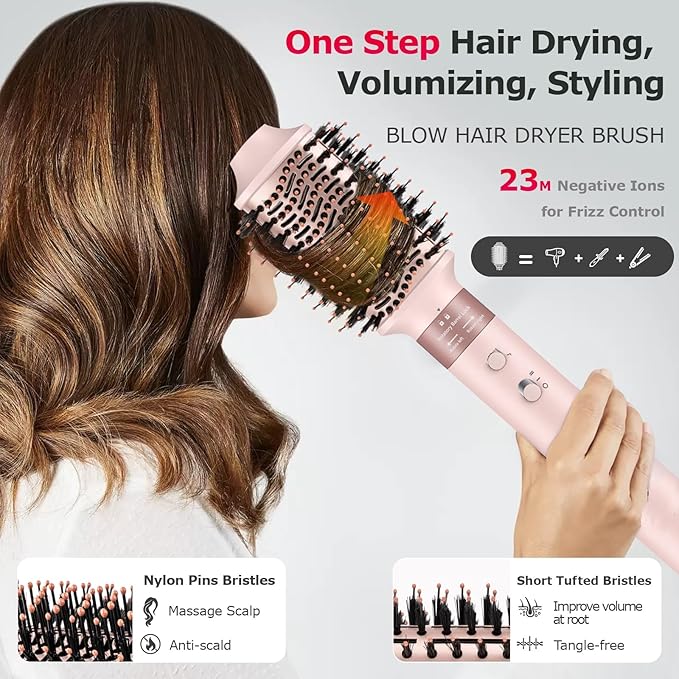 5 in 1 Hair Styler - High-Speed Air Styler, Frizz-Free Hair Brush Set, No Heat Damage Curler, Curl, Volumize, Straighten with Bag