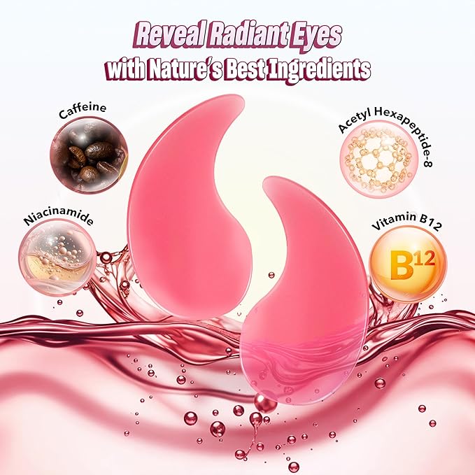 NAZANO Under Eye Patches - 60 Pack for Puffy Eyes, Dark Circles, Bags & Wrinkles with Hydrolyzed Collagen & Hyaluronic Acid - Eye Care Pads for Daily Skincare (Pink)