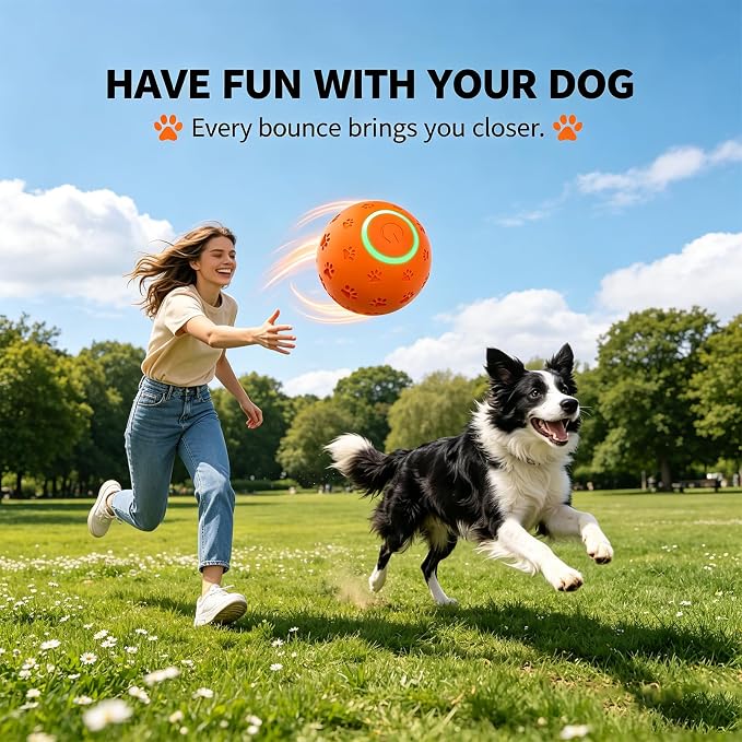 Interactive Dog toys, Smart Dog ball, E-TPU Material Automatic Moving, Bouncing, Vibrating ball Durable Duraspin Design for Aggressive Chewers.Keeps Dogs Busy and Entertained.Suitable for all dogs