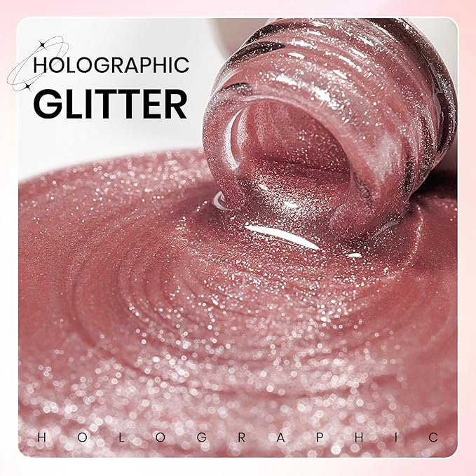 Pink Cat Eye Gel Nail Polish, Holographic Magnetic Gel Nail Polish Glitter Shimmer Effect with Magnet Soak Off U V Salon DIY at Home, 0.5 OZ