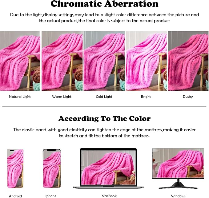 NEWCOSPLAY 3D Waffle Checkered Flannel Queen Blanket, Hot Pink, 90"x90" | Super Soft Cute Lightweight Decorative Premium Silky Fleece Blanket for Couch Sofa Bed, Gift for Women Men, All Season Use