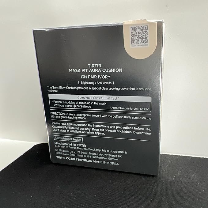 TIRTIR Mask Fit Aura Silver Cushion Foundation | Semi-glow Finish, Natural Coverage, Moisturizing, Lightweight, Korean cushion foundation (#13N Fair Ivory, Full Size, 0.63 Fl Oz)