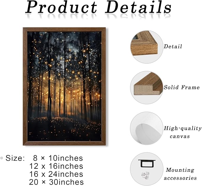 JLTULT Enchanted Forest Wall Art, Solid Wood-Framed Canvas, 20x30 Inches | Dark enchanted forest art on fade-resistant canvas with a ready-to-hang solid wood frame for bedrooms and living rooms