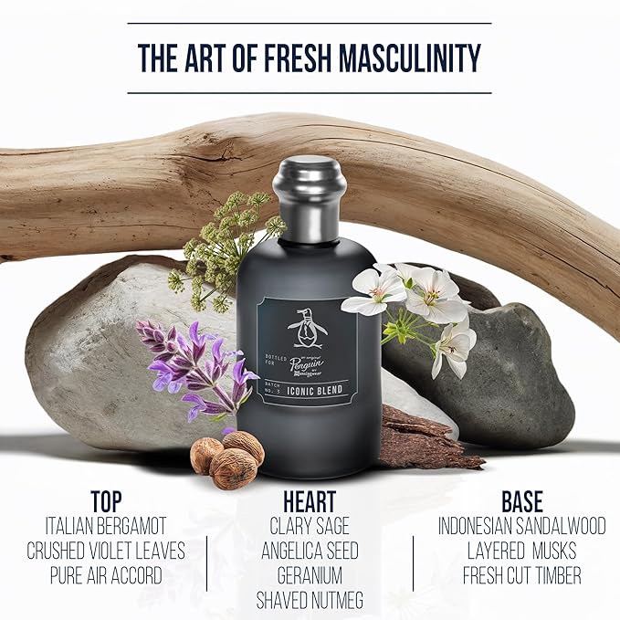 Original Penguin Iconic Blend Eau De Toilette for Men - Mens Cologne, Long Lasting Perfume, EDT, Fragrance with Notes of Bergamot, Sage & Sandalwood - 3.4 fl oz (100 mL)