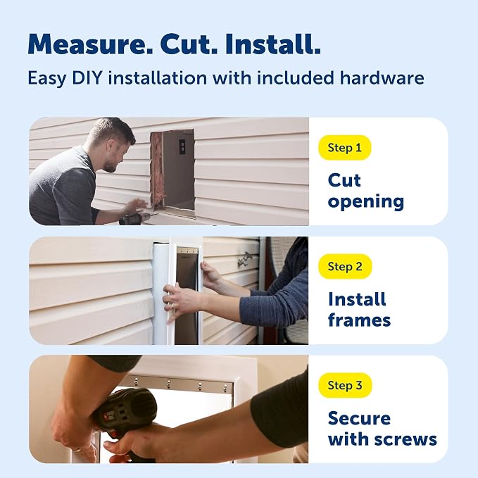 PetSafe Wall Entry Pet Door, Telescoping, Dogs up to 40 lb, Medium | Insulates Better Than Metal, Interior & Exterior Install, Weatherproof Double-Flap, DIY Telescoping Tunnel 4.75-7.25 in Walls