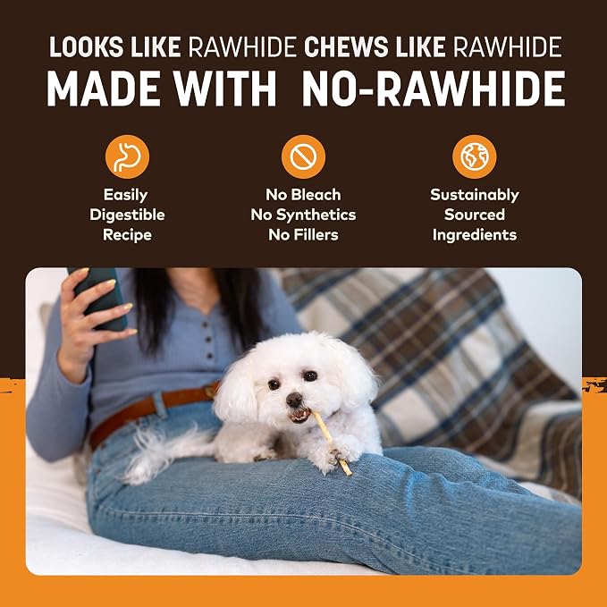 Earth Animal No Hide Stix - Rawhide Free Dog Chews Sticks 40 Count Chicken | Small Sticks Chicken Flavored Natural Rawhide Free Long Lasting Dog Chews - Pet Treats for Small Dogs and Cats