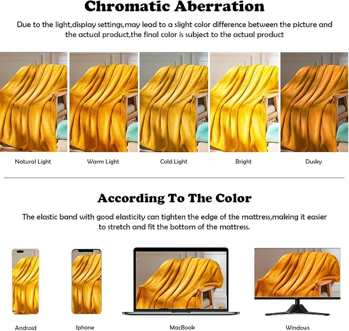 NEWCOSPLAY Fleece Leaves Pattern Twin Blanket, Mustard Yellow, 60"x80" | Super Soft Throw Blanket, Lightweight Cozy Bed Sofa Blanket, Premium Silky Flannel Fleece, Travel Blanket for All Season Use