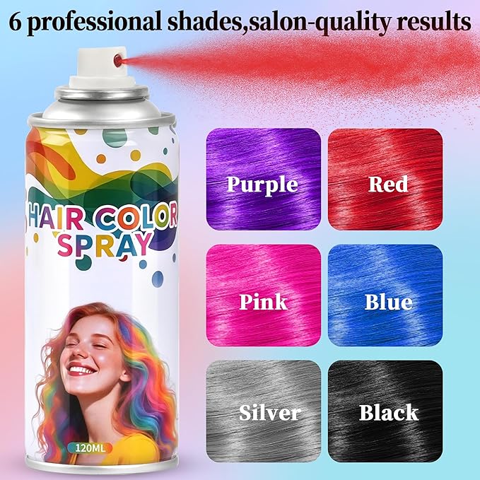 Red Hair Spray,Hair spray temporary for Women Kids Men, Washable Temporary Hair Dye Spray，Spray hair color Non-Sticky，For Christmas Party, Halloween Crazy Hair Day,Cosplay Party (Red, 4.06 oz)