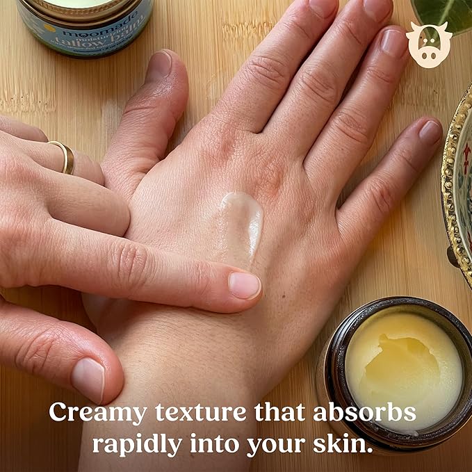 Organic Beef Tallow Bag Balm with Rosehip Oil | Unscented 1 oz – Hand Made in USA 100% Grass-Fed Beef Tallow Moisturizer for Face & Body, Baby, Eczema, Acne-Prone & Sensitive Skin