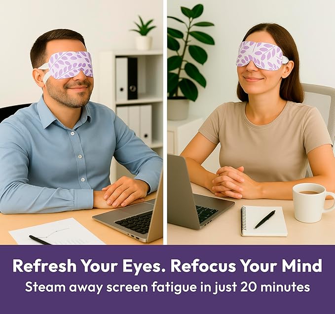 Steam Eye Mask - 16 Pack Lavender Self-Heating Warm Compress for Dry Eyes, Puffy Eyes Relief, Cornea Care, and Relaxation – Soothing & Comfortable Heated Eye Pads