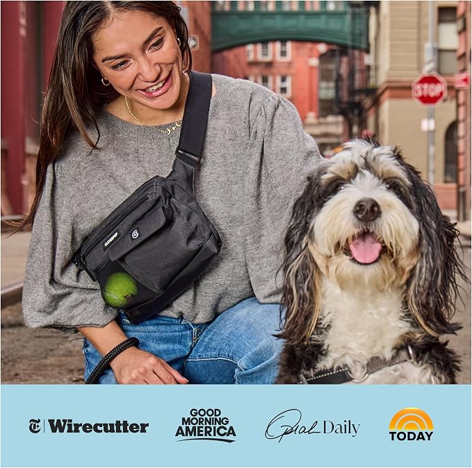 Cleverpup Walk & Train 2-in-1 Dog Walking Bag - Hands-Free, Checkerboard