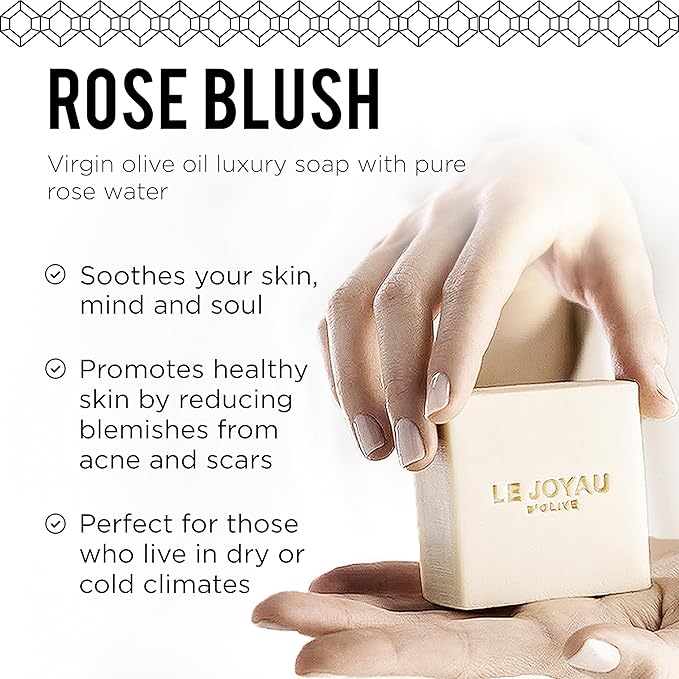 LJO Chemical-Free Soap | No Titanium Dioxide | No Artificial Perfumes | Handmade with Certified Essential Oils | Rose Blush | Luxury Soap Bar | Naturally Matured for 5 Months | Pack of 1