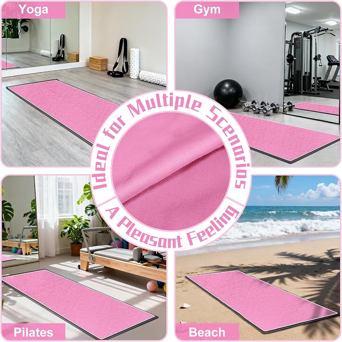 Yoga Towel, Ultra-Absorbent Yoga Mat Towel for Hot Yoga Towel Non Slip, Featuring Ultra-Stylish Prints, Ideal for Workouts, Hot Yoga, Bikram, Pilates Equipment,72 x 27 in,Pink
