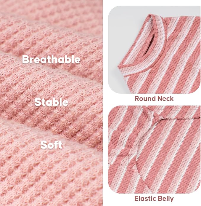 KYEESE 2Pack Waffle Dog Shirt for Medium Large Dogs Striped Dog Sweater | Cozy Warmth, Lightweight & Breathable, Gentle on Sensitive Skin, Stretchy & Free to Move, Comfortable Daily Wear