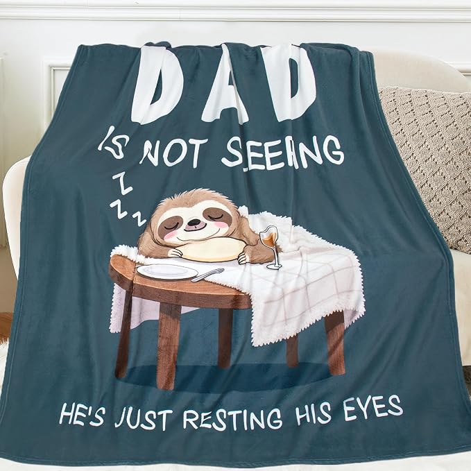 Funny Birthday Gift for Dad, Gifts for Dads from Daughter Son, Dads Gifts for Christmas Father‘s Day, Dad is Not Sleeping Blanket, Throw Blanket 50" X60"