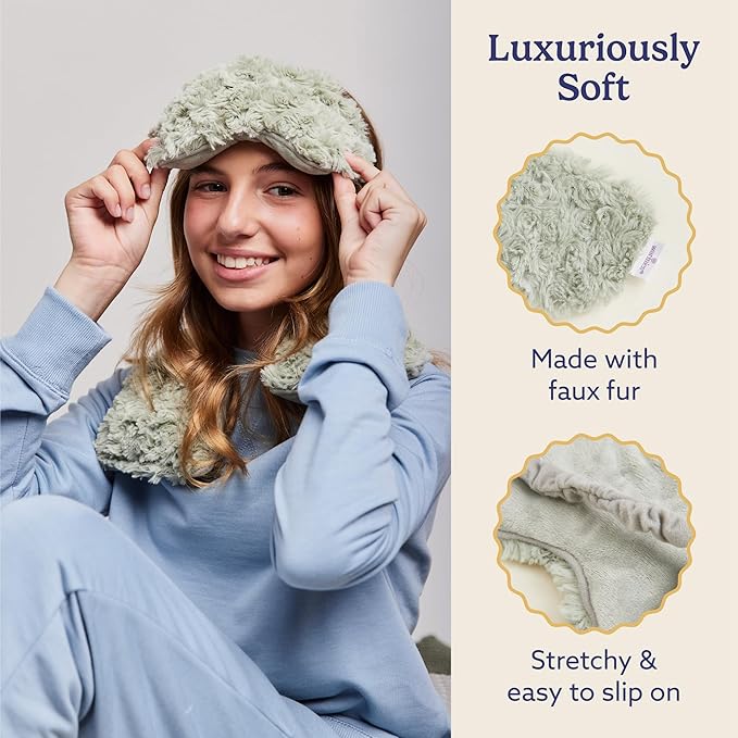 warmies Microwavable Eye Mask for Warmth & Comfort - Heating & Cooling Compress for Calming Relaxation - Weighted & Heated Eye Mask with Scented Lavender for Sleeping - Curly Sage
